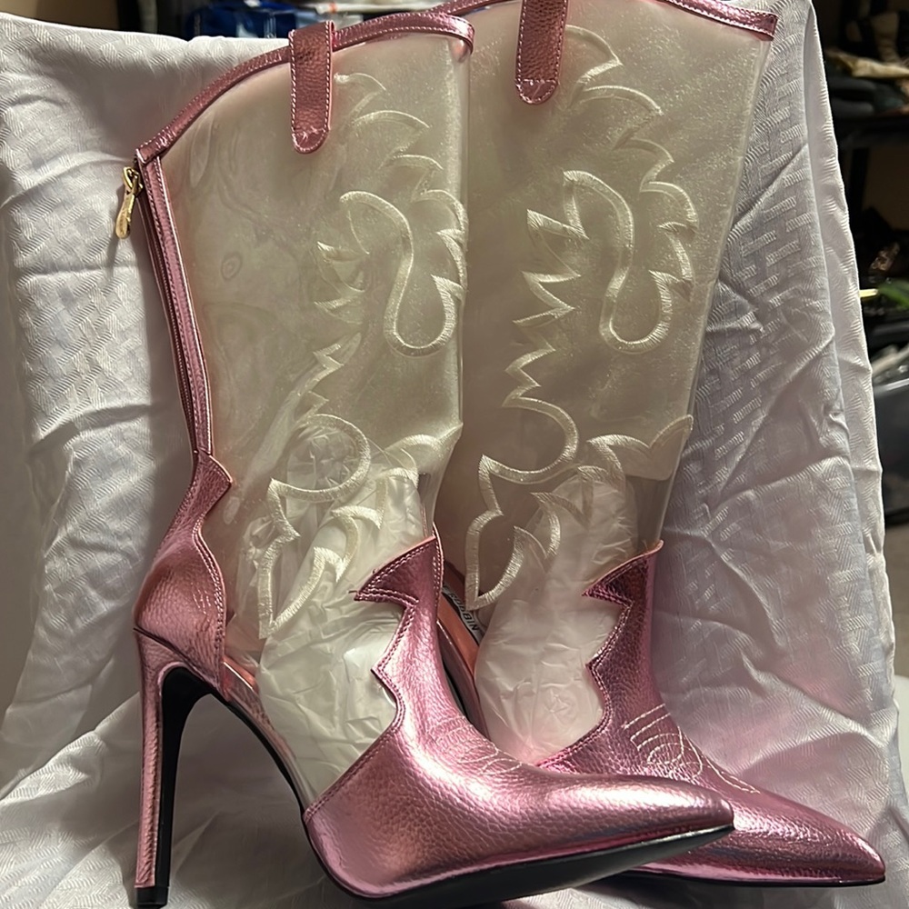 cute pair of unbranded, see-through coat, shallow, 4 inch heels never worn